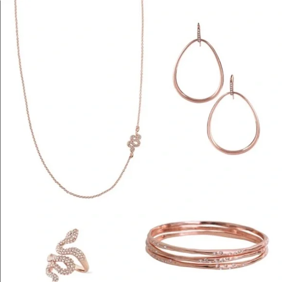 Stella & Dot | Delicate Dainty Rose Gold Sidewinder Snake Necklace Retir… - Picture 2 of 12